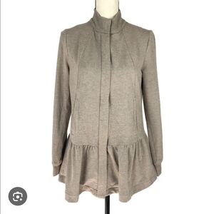 CAbi 3543 Weekend Topper Jacket Light Brown Zip Up Peplum Bottom SZ S NWT